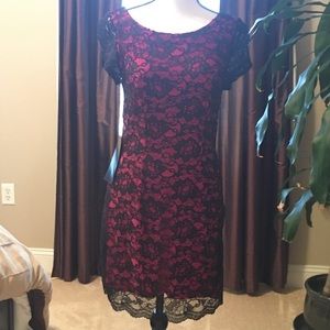 Bebe black and red lace dress